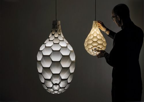 Hedron 3-D printed luminaire by Markus Projects