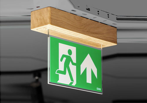 Philip Payne Arden wood emergency exit sign